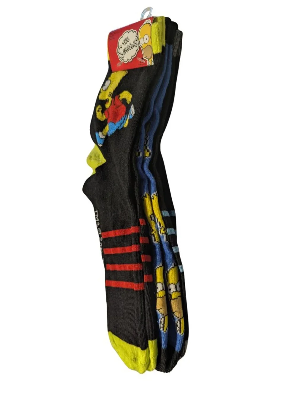 NWT The Simpsons 3 Pair Crew Socks Men’s Shoe Size 6-12 2 Black 1 Blue